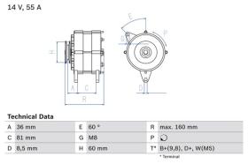 Bosch 0986036020 - ALT.12/55A FORD 6-10