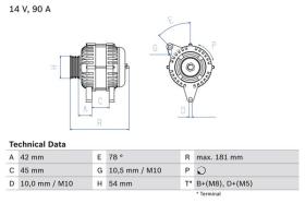 Bosch 0986042091 - ALT.12/90A PV6 CITR/FIAT/LANCIA/PEUG.HDI