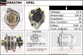 Delco remy DRA3794N - ALT.12/100A OPEL/VAUXHALL