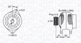 Magneti Marelli MAN958 - ALT.12/120A PV6 CITR/FIAT/PEUG.HDI,JTD SG12B04