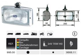 Rinder 99500 - FARO A.N.BL.RECT.24V.C/N.CAM.(OBS)