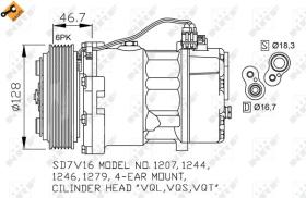 Nrf 32168 - COMPR.12V SD7V16 PV6 (128MM) VAG (H/B)