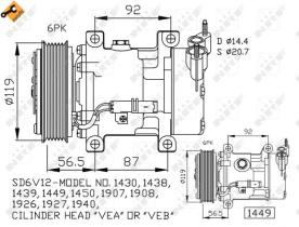 Nrf 32227 - COMPR.12V SD6V12 PV6/119MM (V-B) PSA