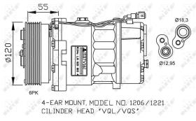 Nrf 32064G - COMPR.12V SD7V16 PV6 120MM (HB) GRUPO VAG (VQS)