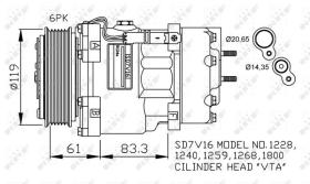 Nrf 32198G - COMPR.12V SD7V16 PV6 (H/B) PSA (119MM)