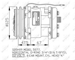 Nrf 32806G - COMPR.12V SD5H09 2C 125MM H-O (5077)