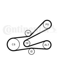 Continental 6PK1045K3 - KIT CORREA+ROD.CITR/PEUG.