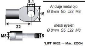 STOBDAMPFER SB11101130 - ANCLAJE METAL.OJO 8MM