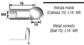 STOBDÄMPFER SB11101180 - ROTULA METAL.M8 BOLA 10MM.
