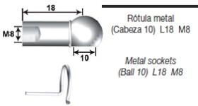 STOBDAMPFER SB11101180 - ROTULA METAL.M8 BOLA 10MM.