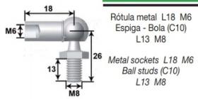 STOBDAMPFER SB11101040 - ROTULA METAL.M6 BOLA/ESPIGA M8