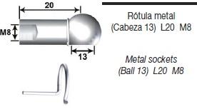 STOBDÄMPFER SB11101190 - ROTULA METAL.CABEZA 13 L30 M8