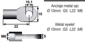 STOBDÄMPFER SB11101050 - ANCLAJE METAL.OJO 10MM L22 M6