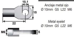 STOBDAMPFER SB11101050 - ANCLAJE METAL.OJO 10MM L22 M6