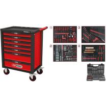 KsTools 8267515 - CARRO DE TALLER RACINGLINE NEGRO/ROJO CON 7 CAJONES Y 515 PZ